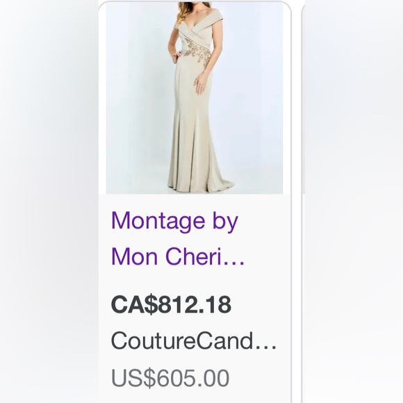 Size M (6)Montage by Mon Cheri M502/Dark Pink Surplice Off-shoulder Formal Dress - Picture 7 of 10